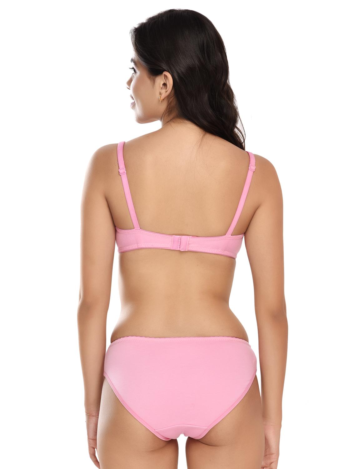 solid cotton regular bra & panty set - 18882548 - Standard Image - 3