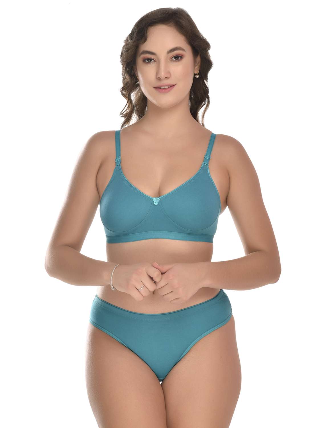 solid cotton regular bra & panty set  - 18882577 -  Zoom Image - 0