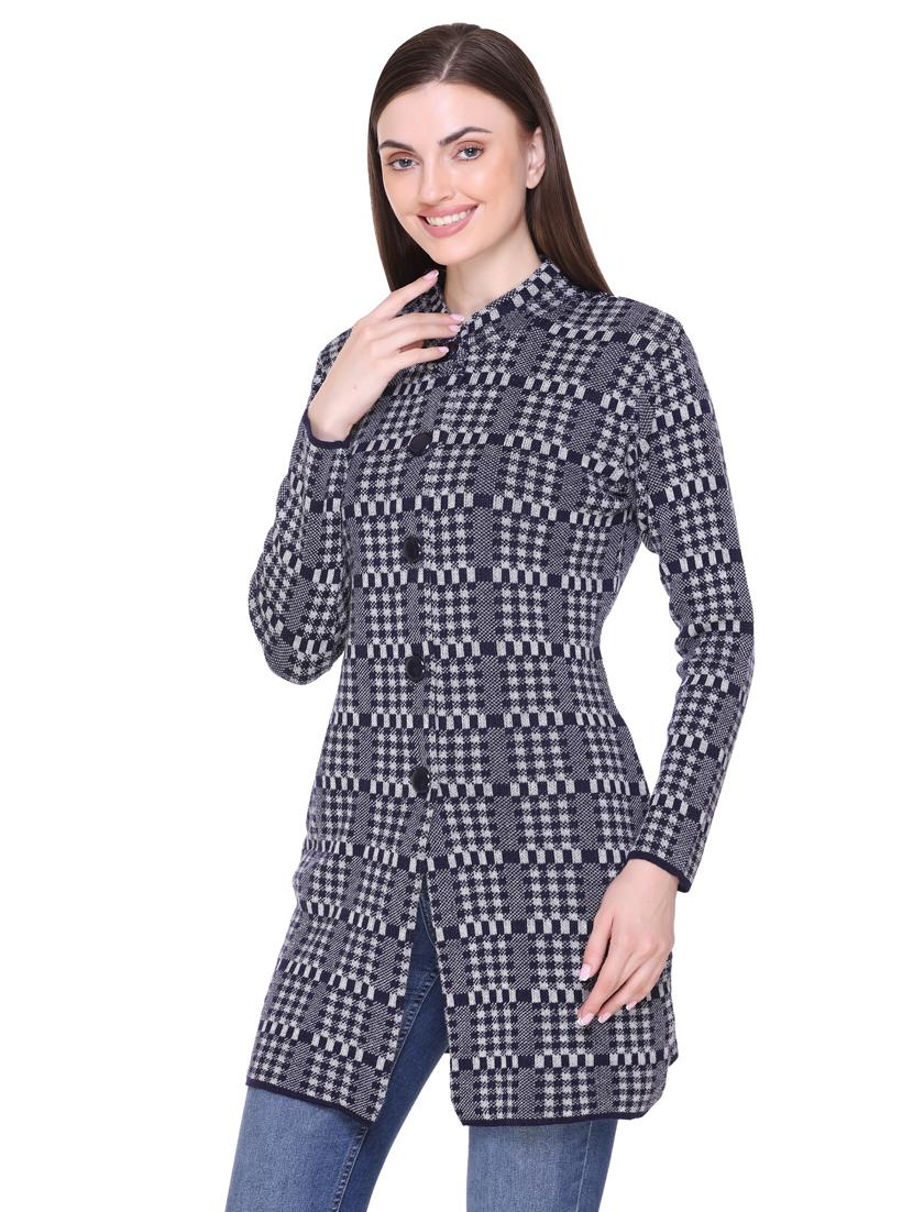 women navy blue color full sleeves coatigan - 18885889 - Zoom Image - 0