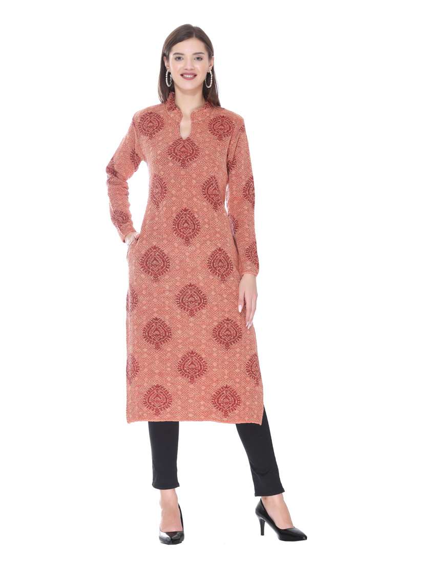pink woolen kurta - 18885906 - Zoom Image - 0