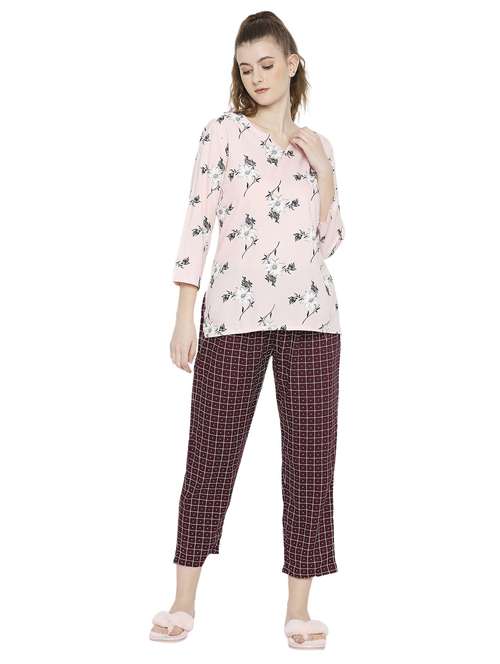 pink cotton pyjama nightwear set - 18885935 -  Standard Image - 0