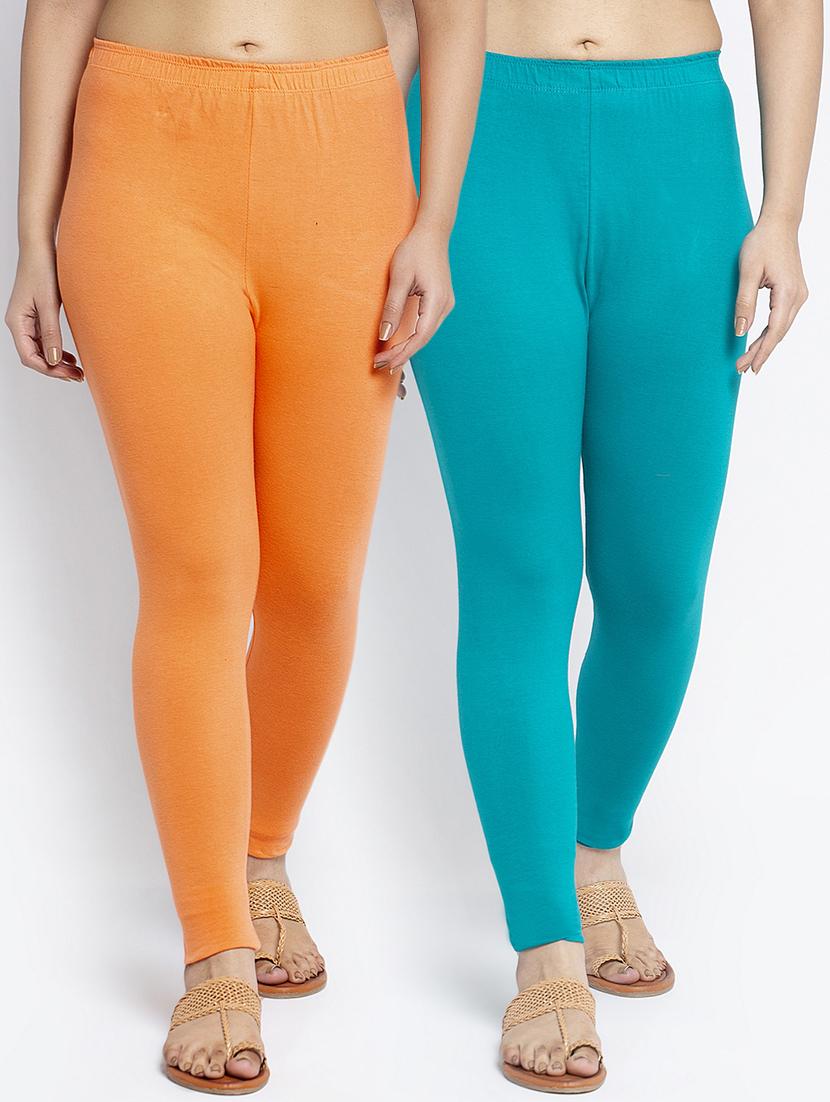 multi colored cotton lycra leggings - 18886237 -  Zoom Image - 0