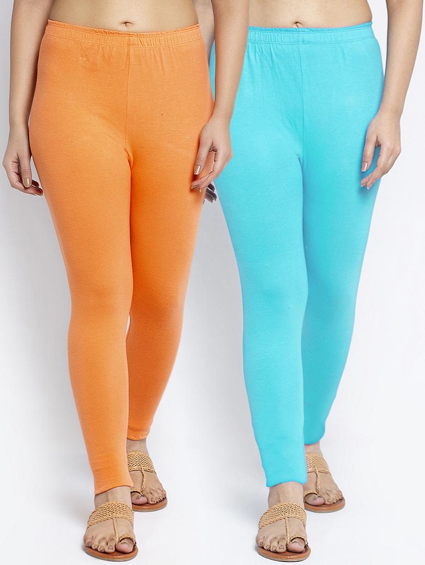 multi colored cotton lycra leggings - 18886239 -  Zoom Image - 0