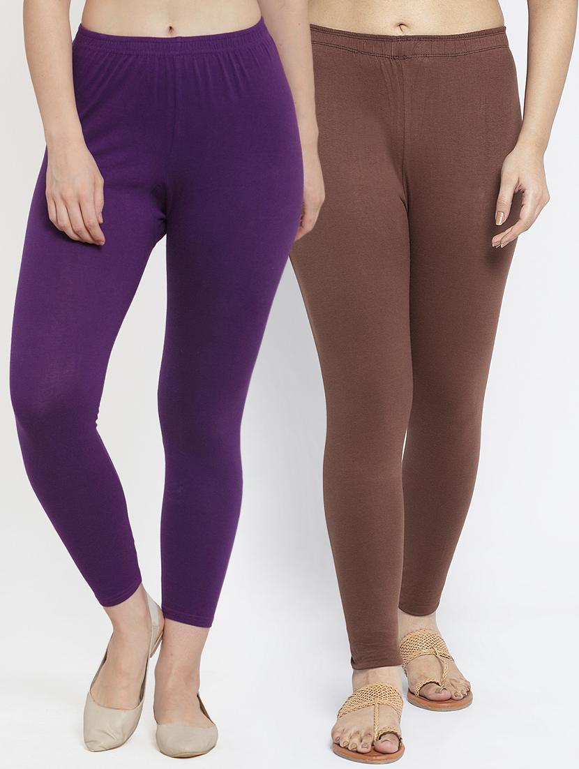 multi colored cotton lycra leggings - 18886241 - Zoom Image - 0