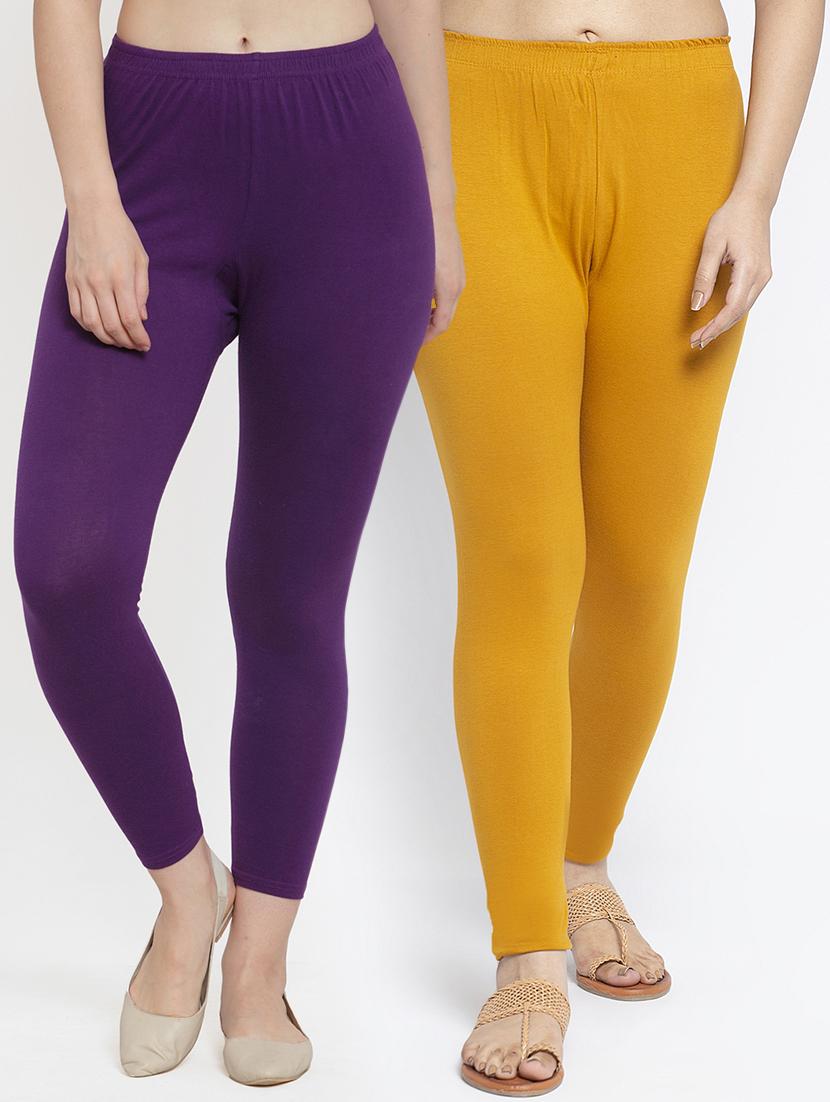 multi colored cotton lycra leggings - 18886244 - Zoom Image - 0