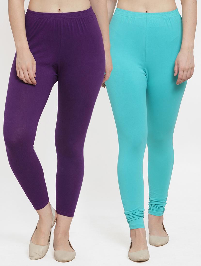 multi colored cotton lycra leggings - 18886246 -  Zoom Image - 0
