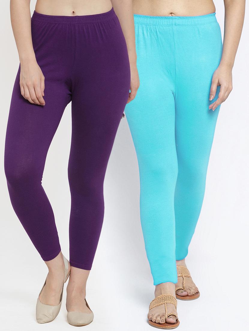 multi colored cotton lycra leggings - 18886251 -  Zoom Image - 0