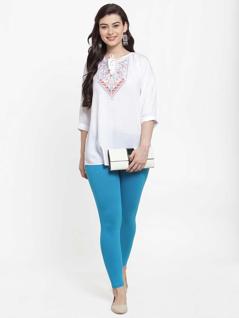 multi colored cotton lycra leggings - 18886281 -  Standard Image - 5