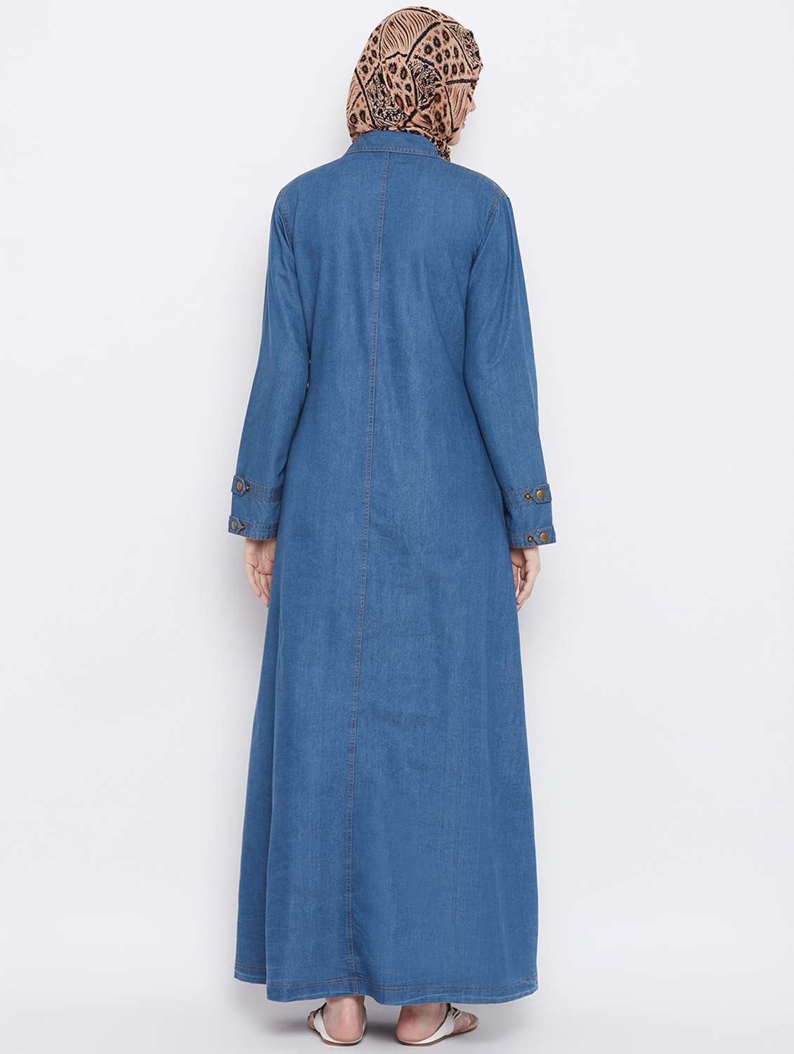 blue coloured denim cloak kaftan - 18886673 -  Standard Image - 3