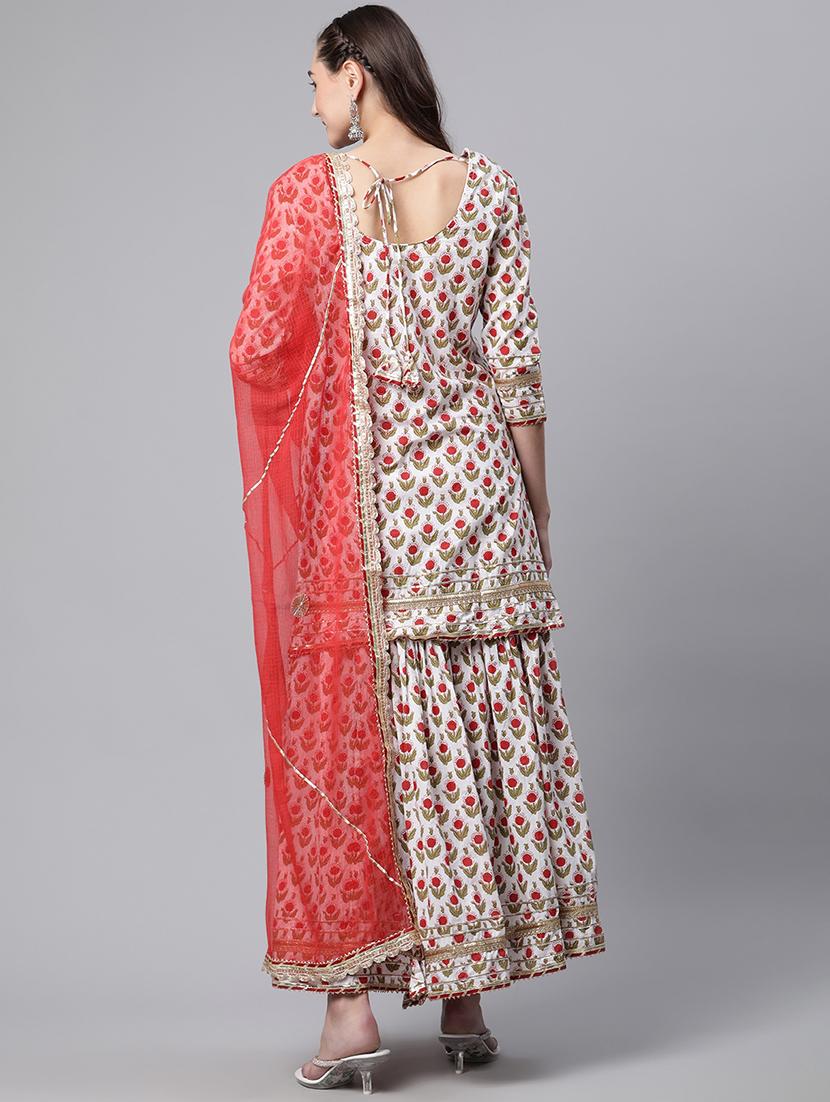 women kurta sharara set with dupatta - 18886775 - Standard Image - 3