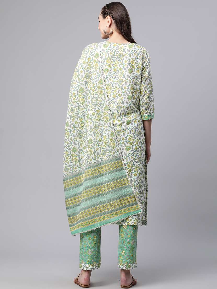 women three quarter sleeve kurta pant with dupatta set - 18886785 - Standard Image - 3