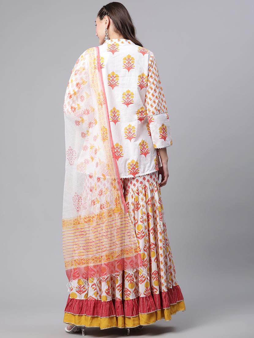 women kurta sharara set with dupatta - 18886786 - Standard Image - 3