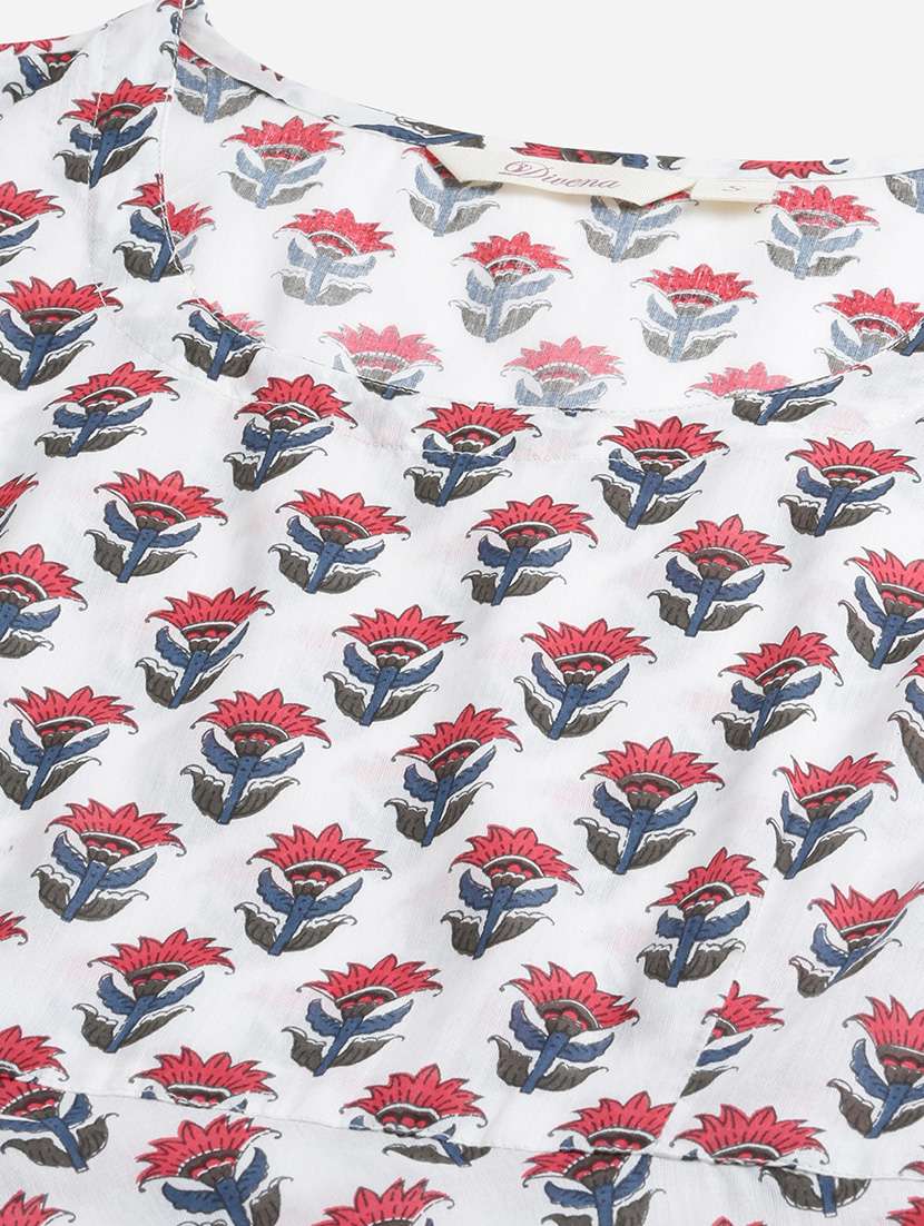 white printed kurta pant set - 18886796 -  Standard Image - 5