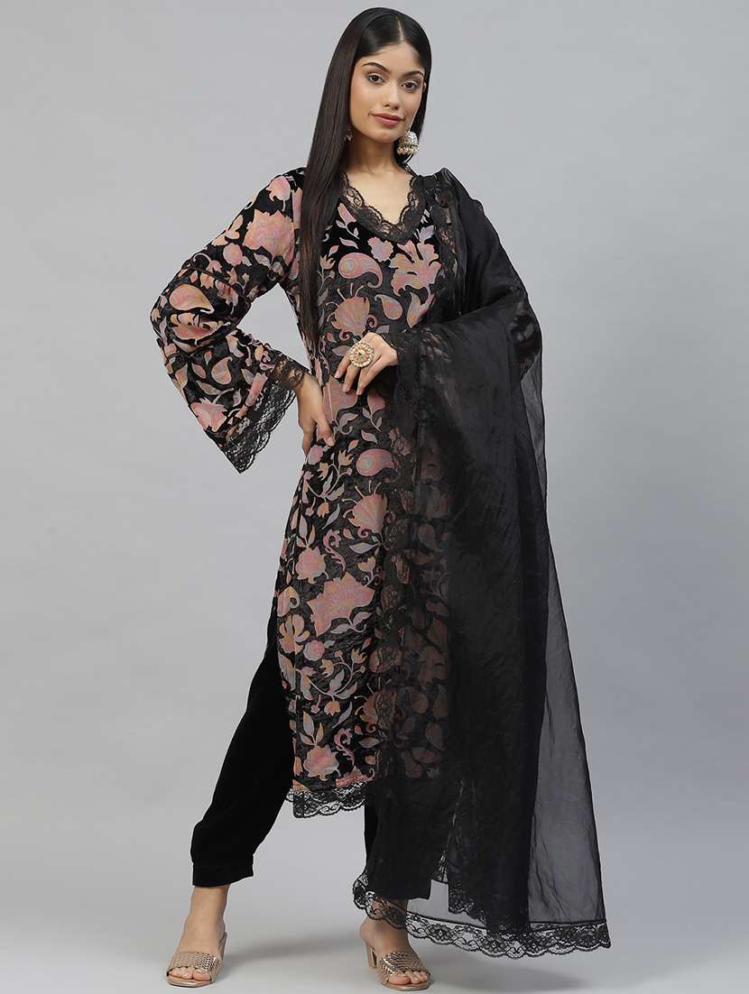 women black kurta salwar set with dupatta