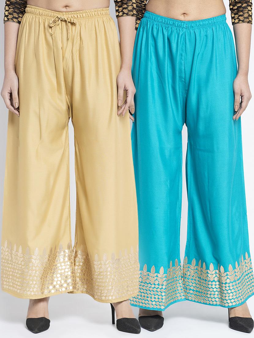 multi colored rayon palazzos - 18893431 -  Zoom Image - 0