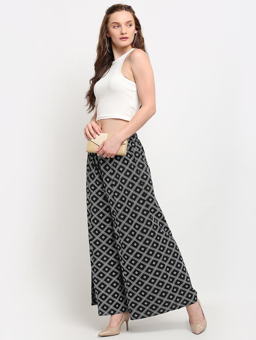 mid rise printed straight palazzo - 18893438 - Standard Image - 3