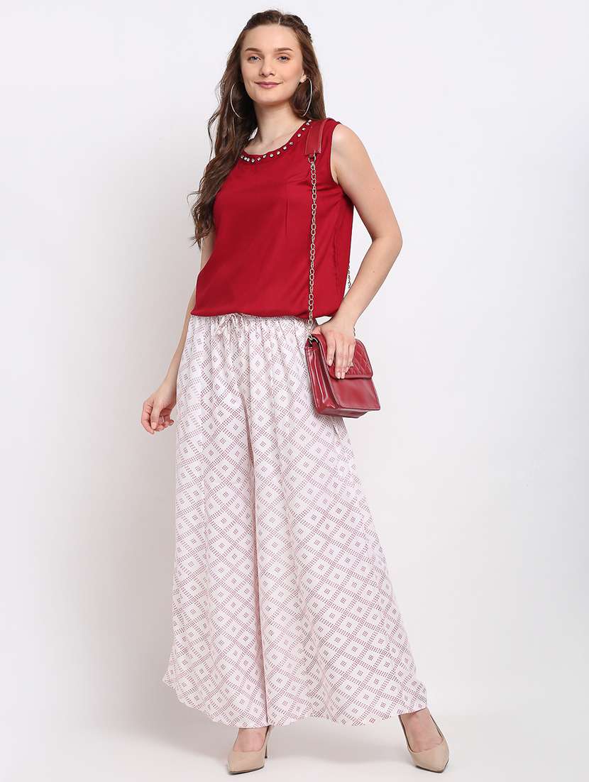 mid rise printed straight palazzo - 18893439 - Standard Image - 3