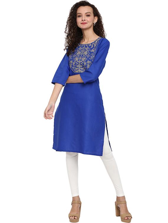women's straight kurta - 18902706 - Standard Image - 3