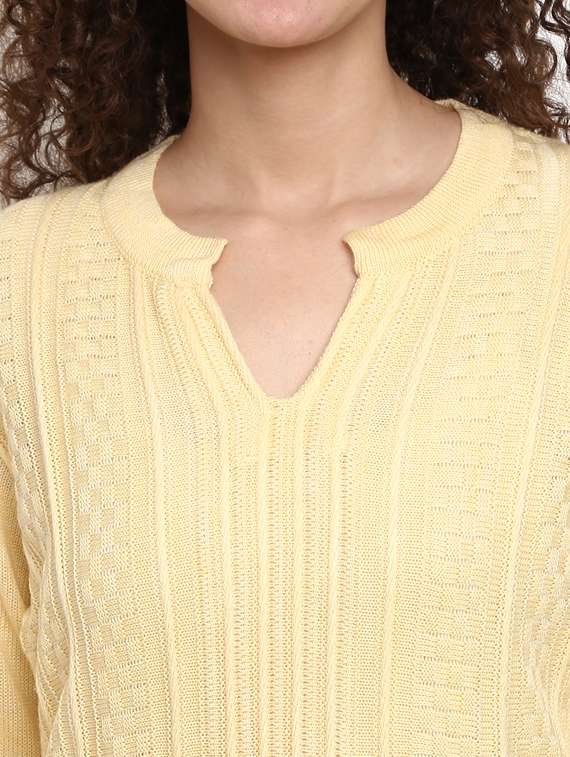 yellow self design a-line kurta - 18902716 - Standard Image - 5