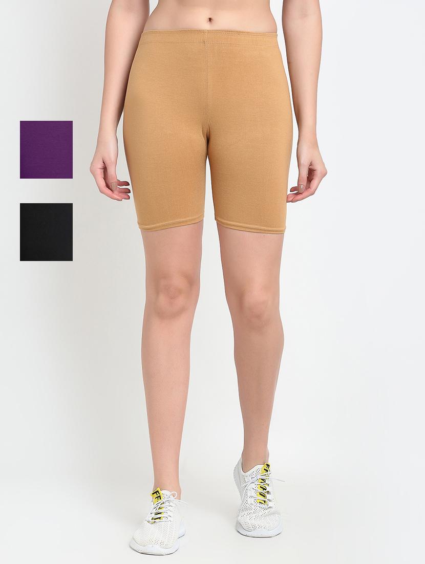 pack of 3 mid rise solid short - 18904025 -  Zoom Image - 0