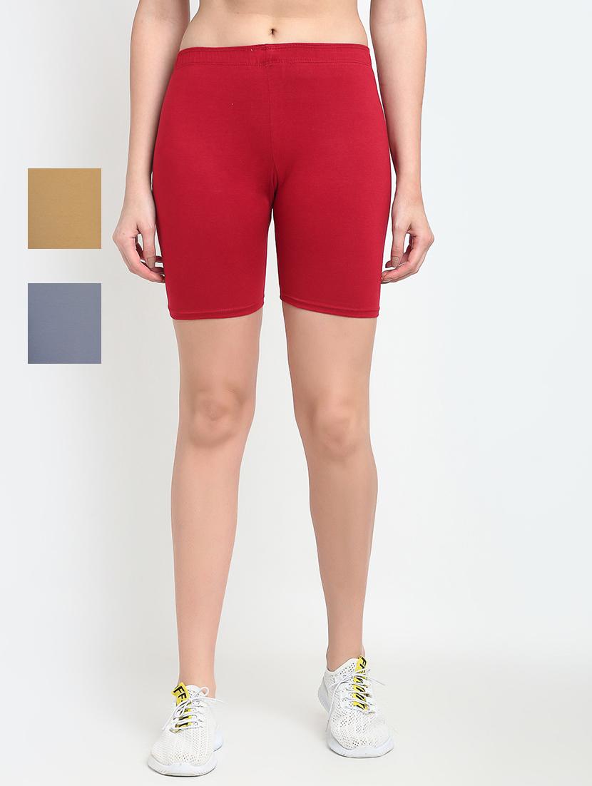 pack of 3 mid rise solid short - 18904187 -  Zoom Image - 0