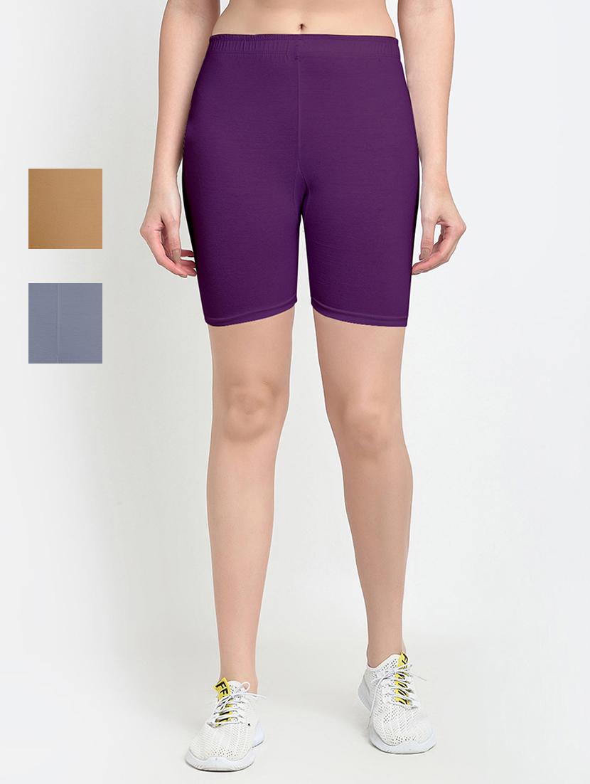 pack of 3 mid rise solid short - 18904256 -  Zoom Image - 0