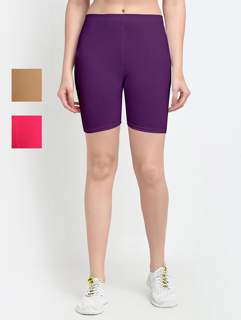 pack of 3 mid rise solid shorts - 18904363 - Zoom Image - 0