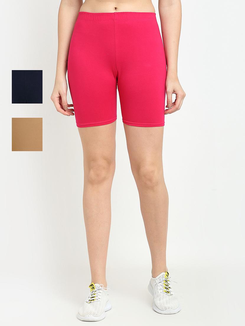 pack of 3 mid rise solid shorts - 18904366 - Zoom Image - 0