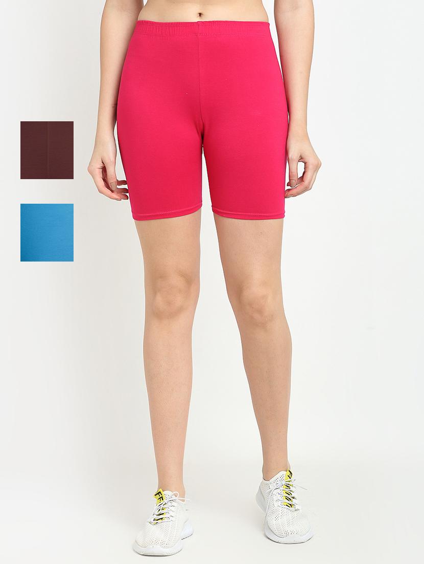 pack of 3 mid rise solid shorts  - 18904368 -  Zoom Image - 0