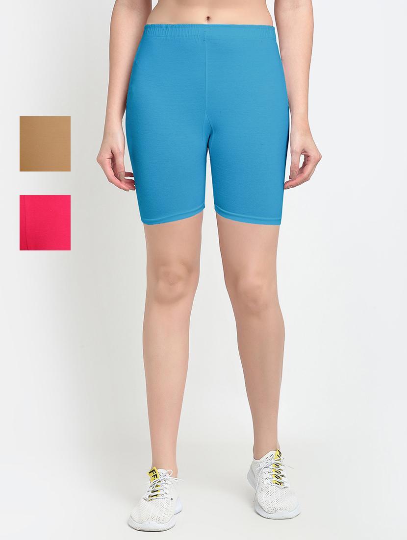 pack of 3 mid rise solid shorts  - 18904372 -  Zoom Image - 0