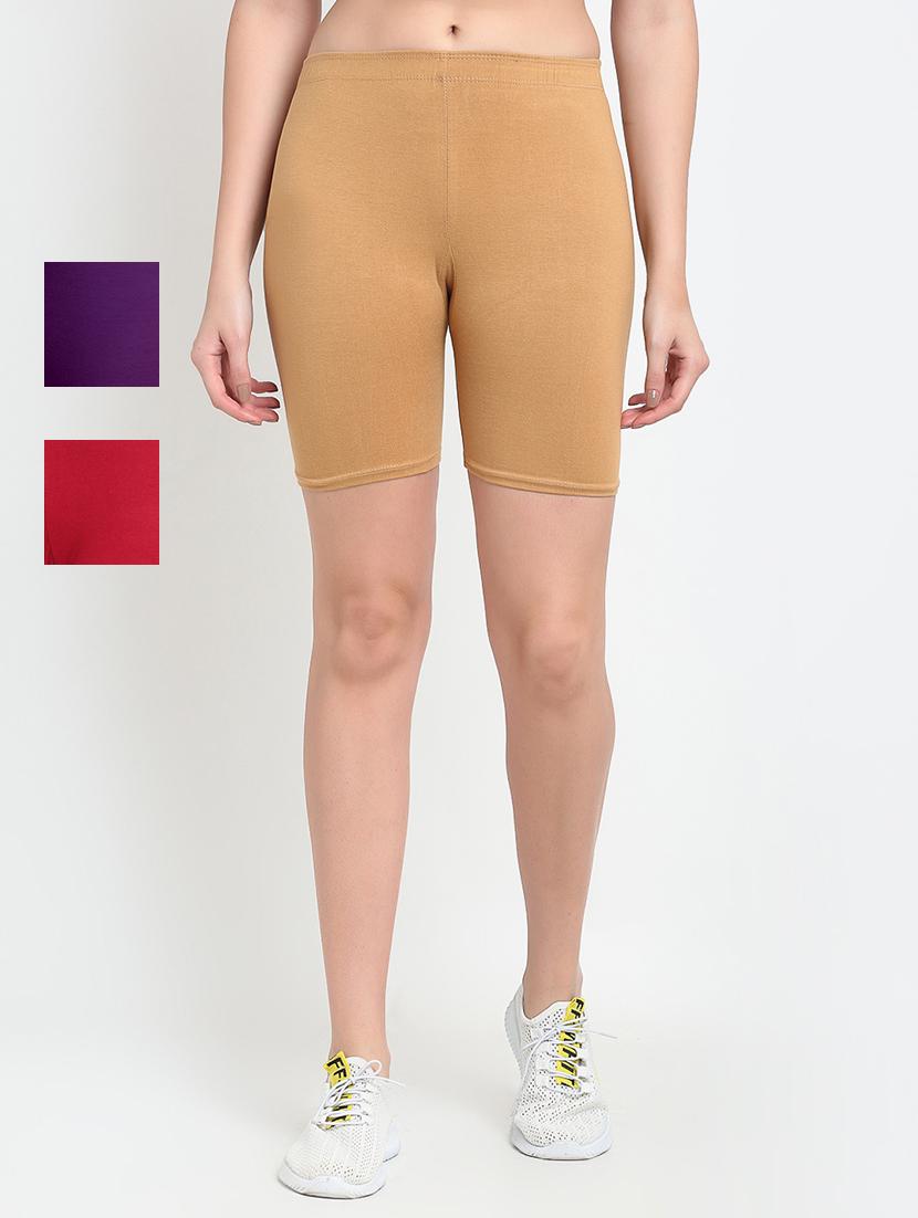 pack of 3 mid rise solid shorts  - 18904377 -  Zoom Image - 0