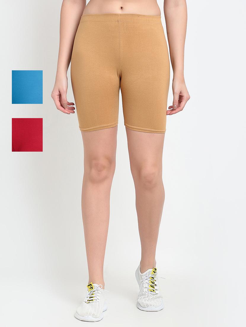 pack of 3 mid rise solid shorts - 18904378 - Zoom Image - 0