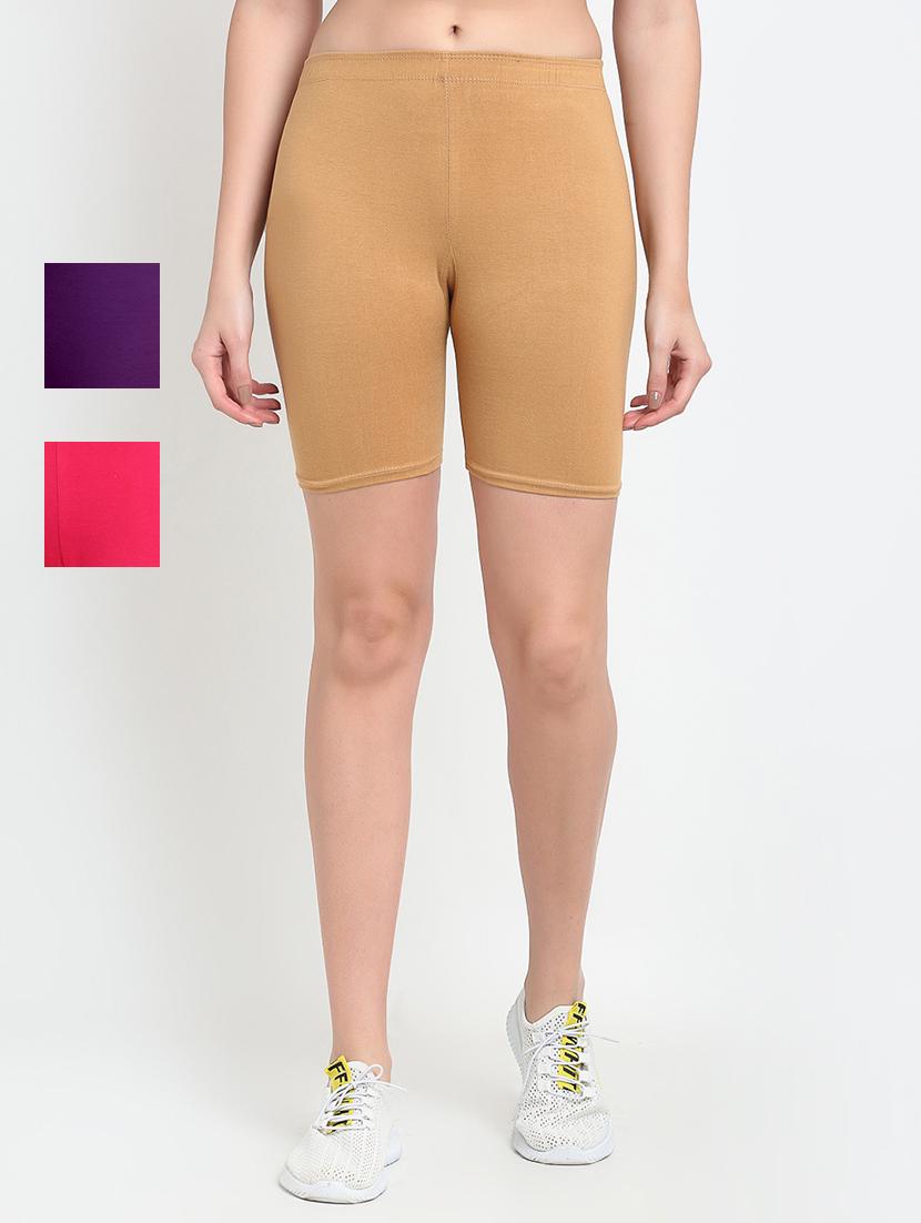 pack of 3 mid rise solid shorts - 18904384 - Zoom Image - 0