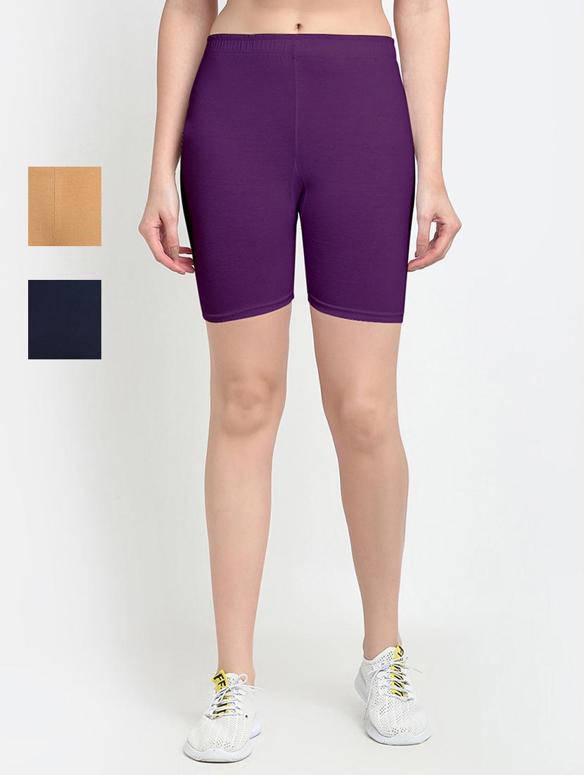 pack of 3 mid rise solid shorts  - 18904391 -  Zoom Image - 0