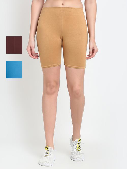 pack of 3 mid rise solid shorts  - 18904402 -  Standard Image - 0