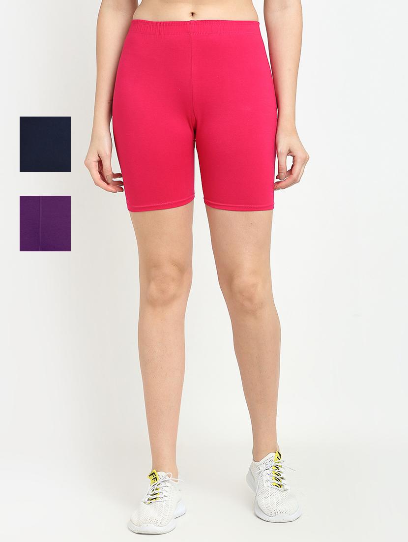 pack of 3 mid rise solid shorts  - 18904423 -  Zoom Image - 0