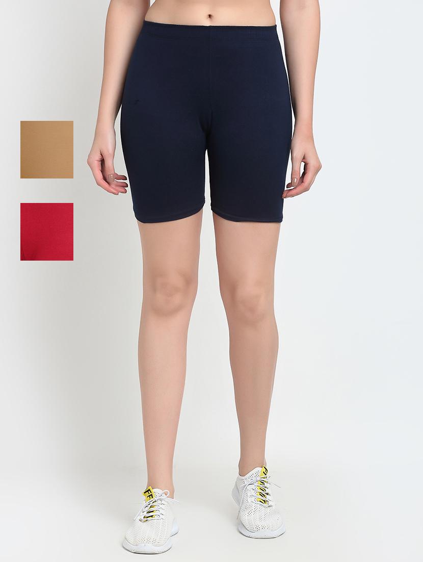pack of 3 mid rise solid shorts - 18904429 - Zoom Image - 0