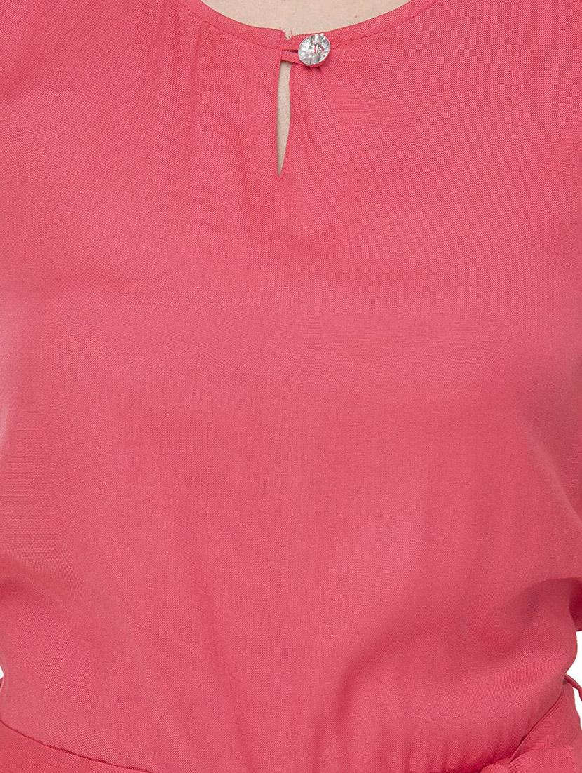 pink solid full length jumpsuit - 18904568 - Standard Image - 3