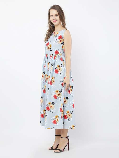 white floral a-line dress - 18904628 - Standard Image - 0