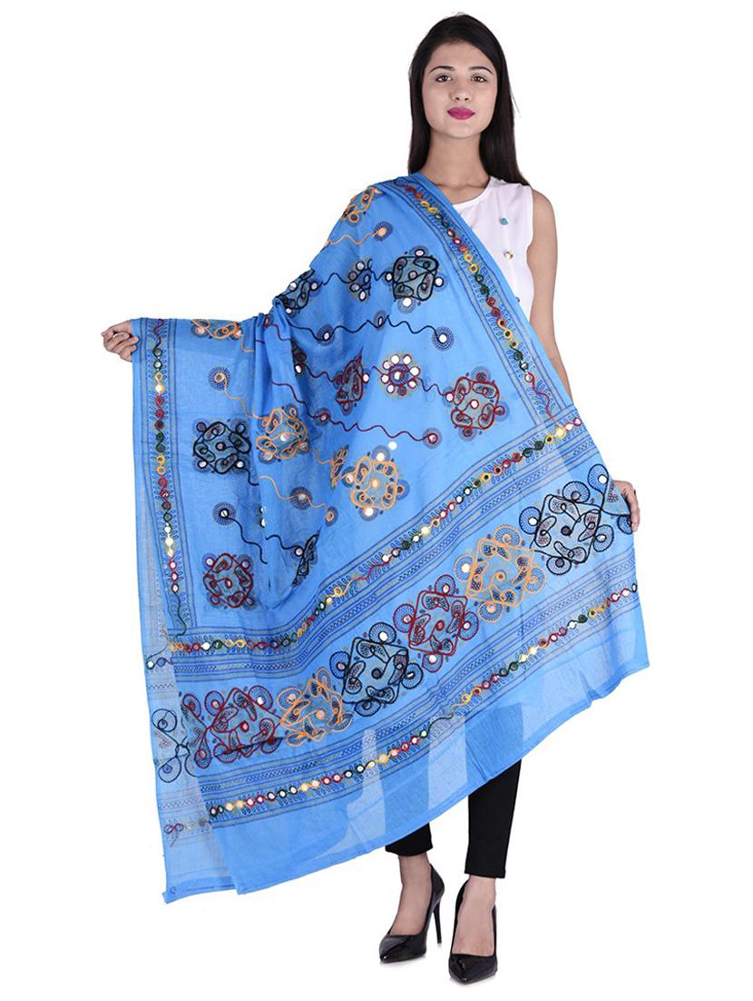 blue embroidered dupatta - 18906776 -  Zoom Image - 0