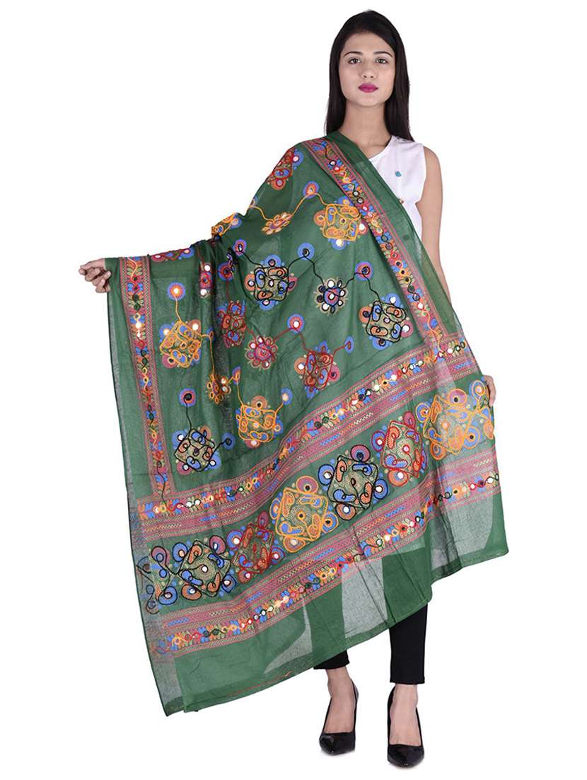 green embroidered dupatta