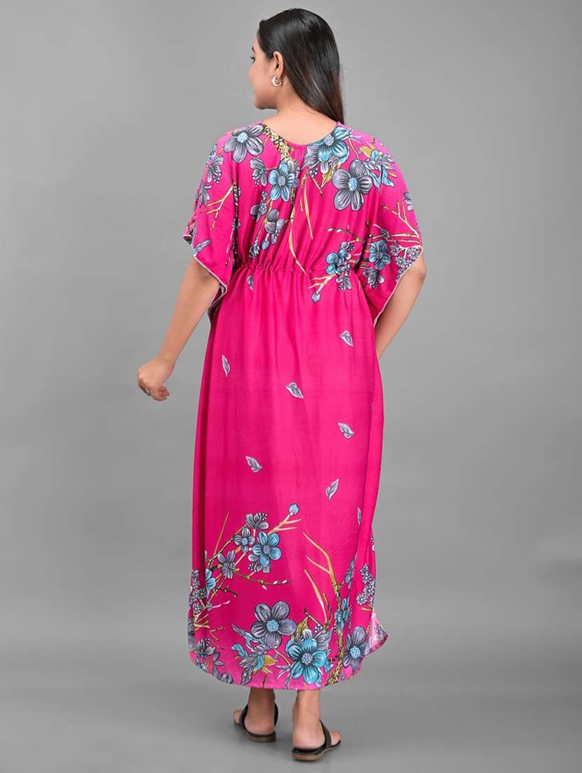 women v neck printed nighty - 18908928 -  Standard Image - 3