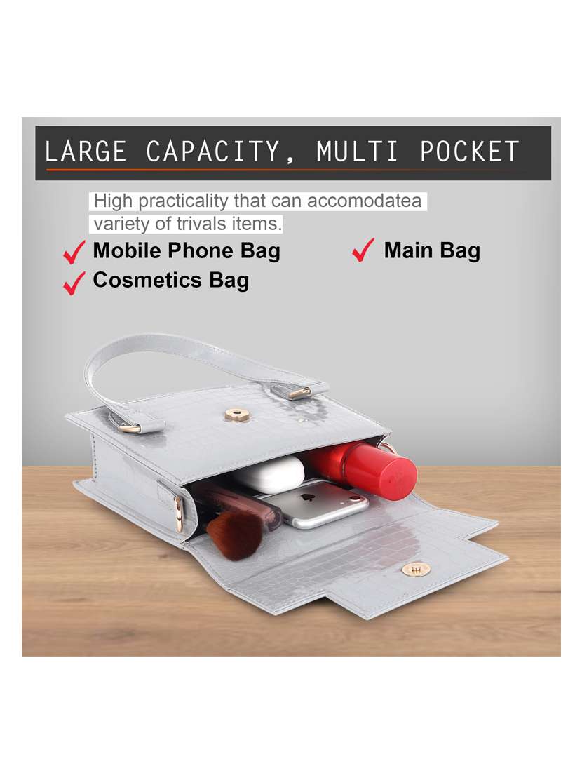 grey leatherette (pu) sling bag - 18909279 -  Standard Image - 3