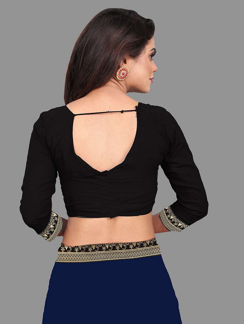 blue saree blouse set with blouse - 18909507 -  Standard Image - 3