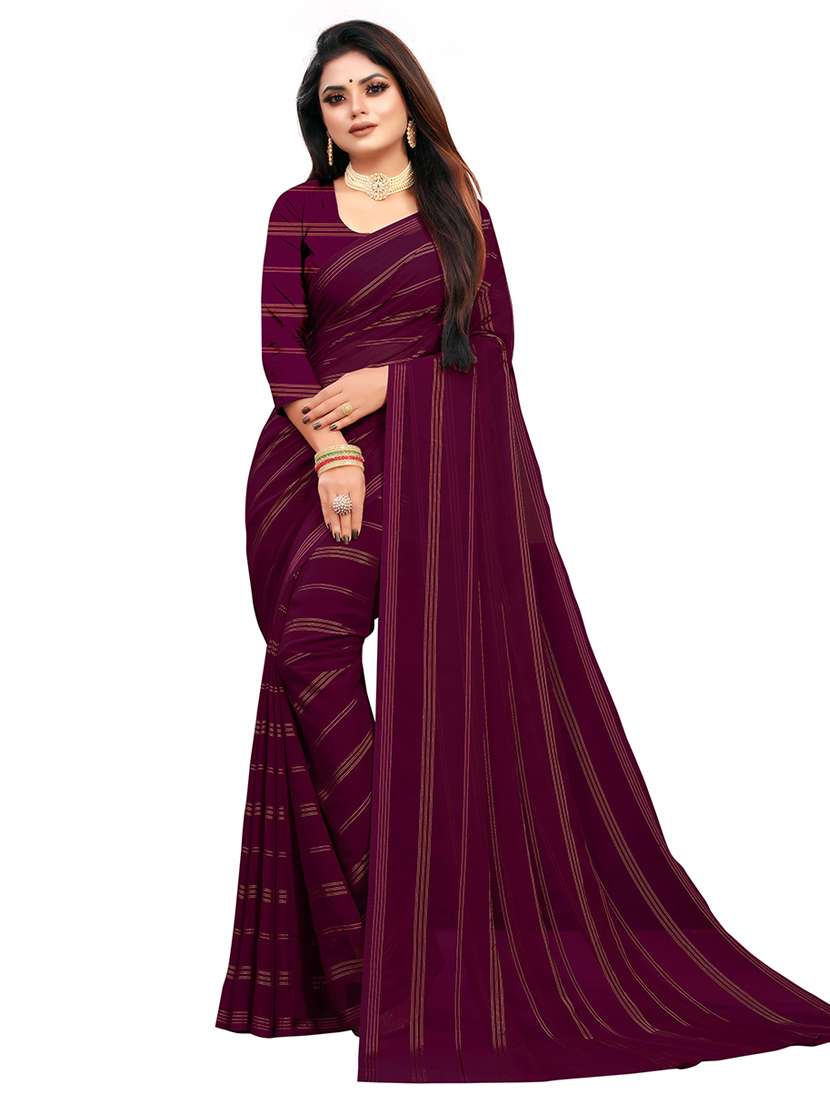 women's stripes purple colored saree - 18909575 -  Zoom Image - 0