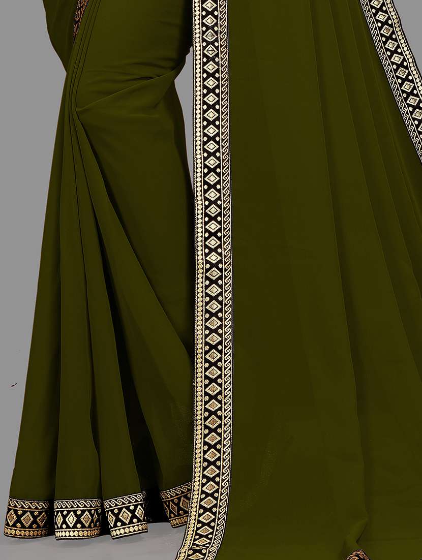women's bordered green colored saree with blouse - 18909580 - Standard Image - 3