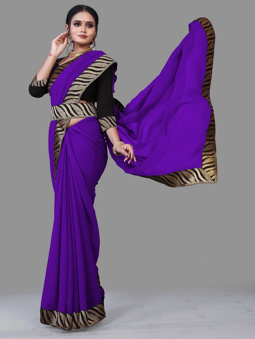 women's bordered blue colored saree - 18909672 - Zoom Image - 0
