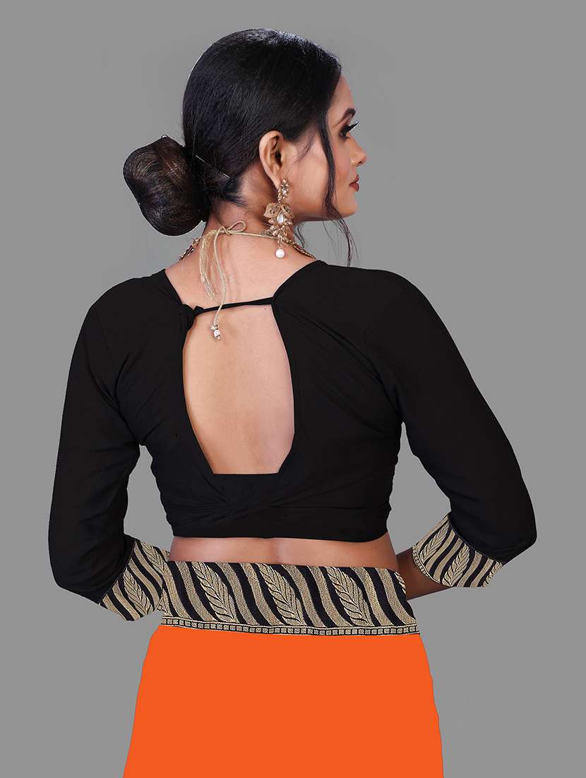 women's bordered orange colored saree - 18909723 - Standard Image - 3