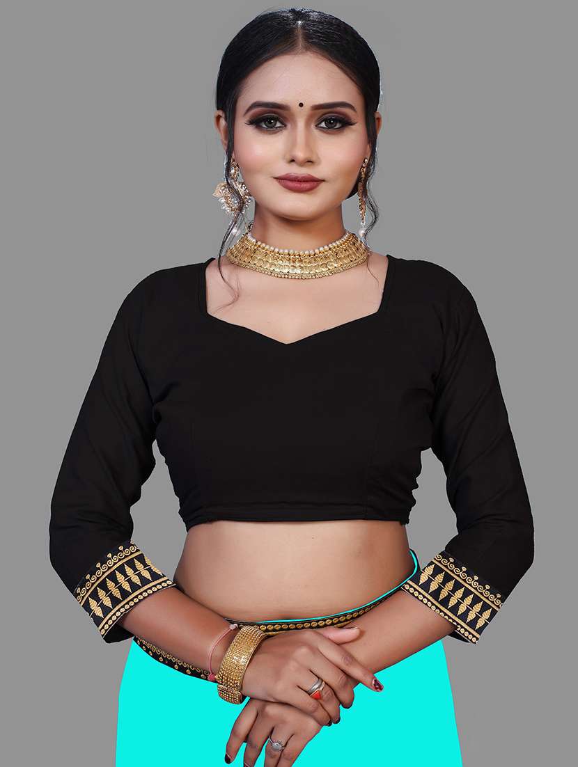 women's bordered blue colored saree with blouse - 18909894 - Standard Image - 3