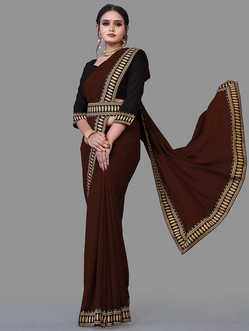 women's bordered royal blue colored saree - 18909898 -  Zoom Image - 0